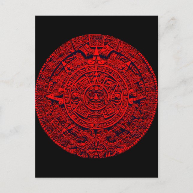 Aztec Kalender - (rote) Postkarte (Vorderseite)