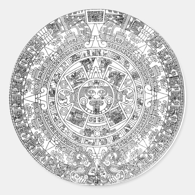 aztec-Kalender Runder Aufkleber (Vorderseite)