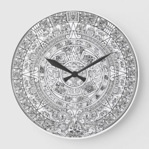 Aztec Kalender Vector all Clock Große Wanduhr
