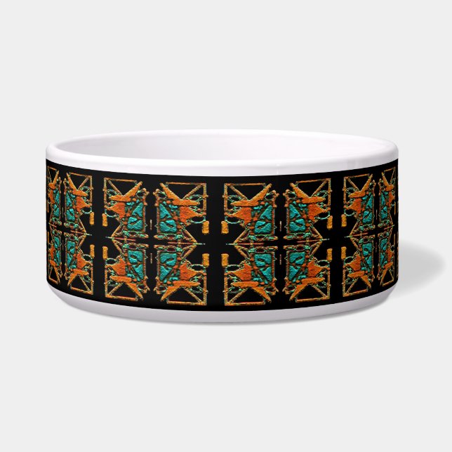 Aztec Mandala Stone Keramik Pet Bowl Napf (Vorderseite)