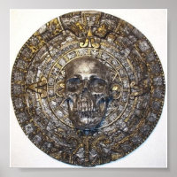 Aztec/Maya-Kalender mit dem Skull-Poster