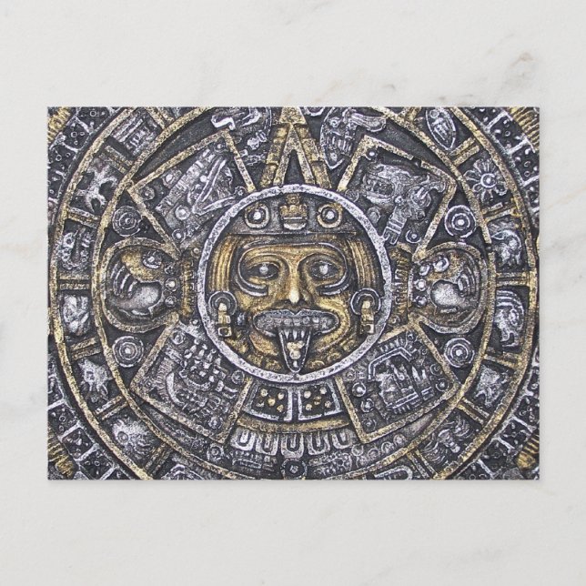 Aztec/Mayan Sun Kalender Postkarte (Vorderseite)