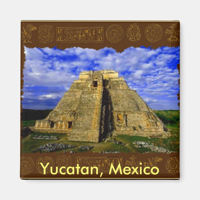 Aztec Mayan Temple Yucatan Mexico Collection Magnet (Vorne)