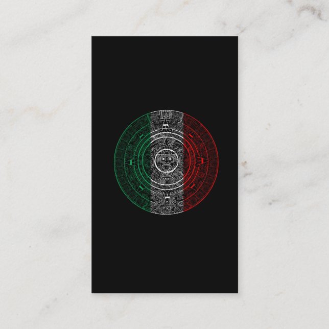 Aztec Mexica Kalender Mexikanische Flagge Kunst Visitenkarte (Vorderseite)