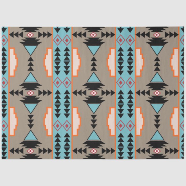 Aztec Mexican Geometric Pattern Seidenpapier (Vorderseite)