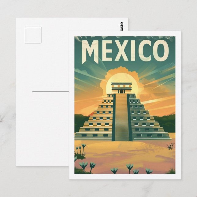 Aztec Mexico Vintag Berühmter Reiseort Postkarte (Vorne/Hinten)