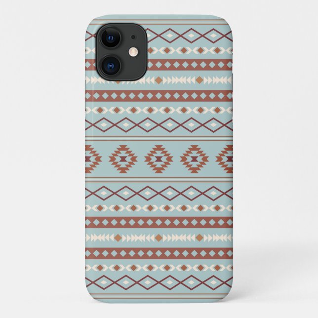 Aztec Mixed Motif Muster Rusts Cream Blue Case-Mate iPhone Hülle (Rückseite)