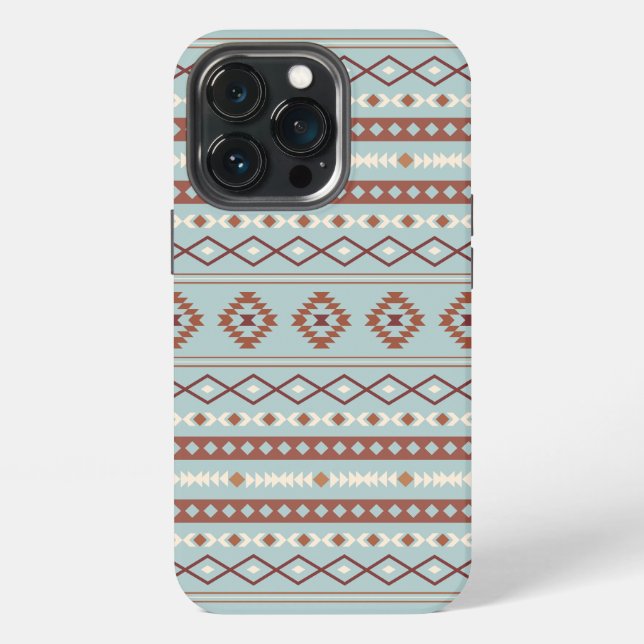 Aztec Mixed Motif Muster Rusts Cream Blue iPhone 13 Pro Hülle (Hinten)