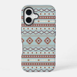 Aztec Mixed Motif Muster Rusts Cream Blue iPhone 16 Hülle