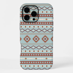 Aztec Mixed Motif Muster Rusts Cream Blue iPhone 16 Pro Max Hülle