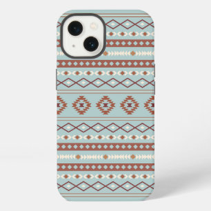 Aztec Mixed Motif Muster Rusts Cream Blue iPhone Hülle