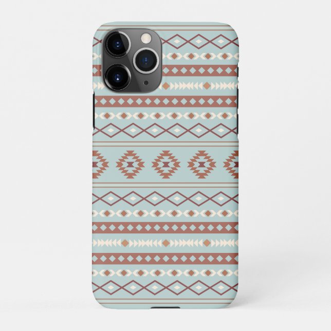 Aztec Mixed Motif Muster Rusts Cream Blue iPhone Hülle (Rückseite)