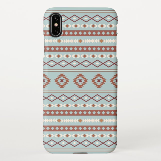 Aztec Mixed Motif Muster Rusts Cream Blue iPhone Hülle (Rückseite)