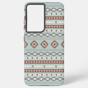 Aztec Mixed Motif Muster Rusts Cream Blue Samsung Galaxy Hülle