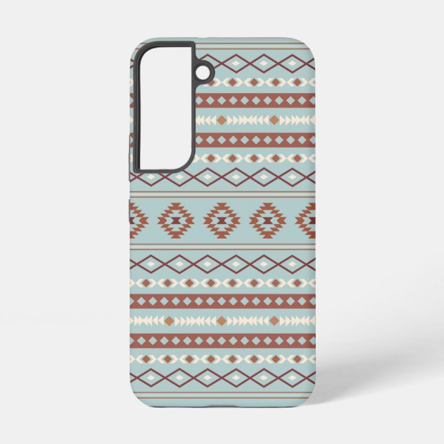 Aztec Mixed Motif Muster Rusts Cream Blue Samsung Galaxy Hülle (Rückseite)