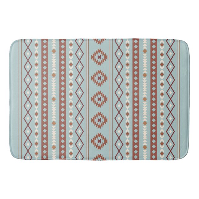 Aztec Mixed Motif V Muster Rusts Cream Blue Badematte (Vorderseite)