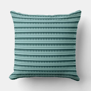 Aztec Mountains - Light Blue Green on Dunkelgrün Kissen