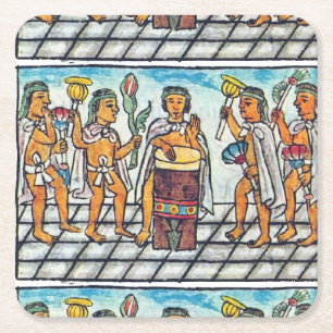 Aztec Musicians as Depicted in 16. Jahrhundert Rechteckiger Pappuntersetzer