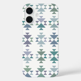 Aztec-Muster für das blaugrüne geometrische Dreiec iPhone 16 Hülle