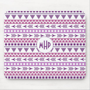 Aztec-Muster mit individuellem Monogramm-Mauspad Mousepad