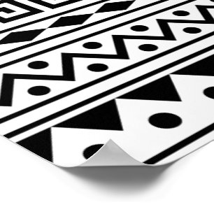 Aztec Muster Poster in Schwarzweiß