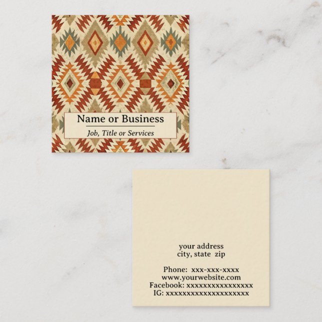 Aztec-Muster Quadratische Visitenkarte (Vorne/Hinten)