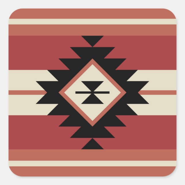 Aztec-Muster Quadratischer Aufkleber (Vorderseite)