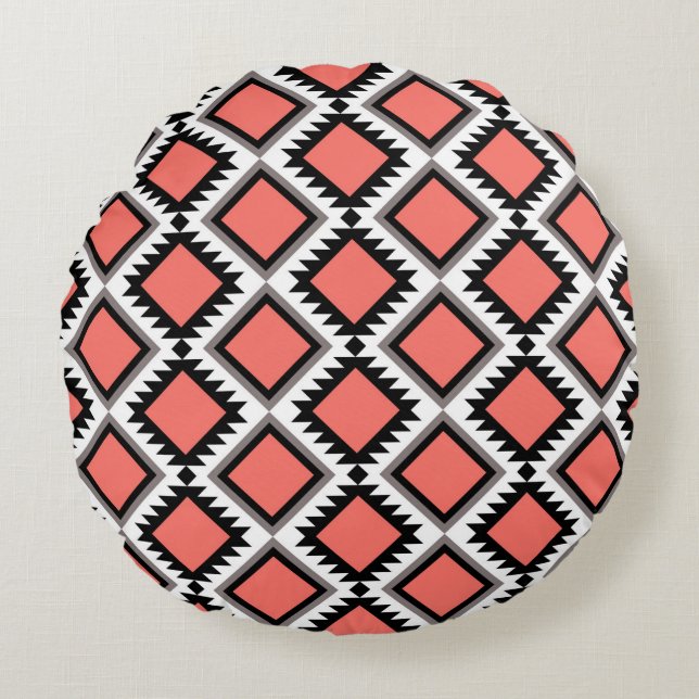 Aztec-Muster Rundes Kissen (Vorderseite)