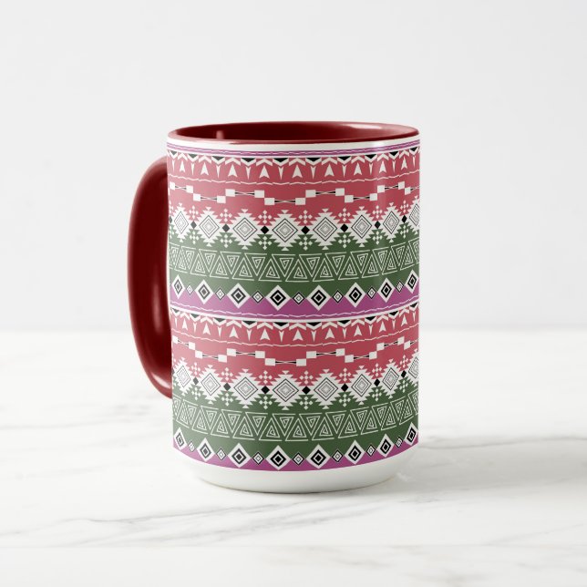 Aztec Muster, Streifen. Tasse (Vorderseite Links)