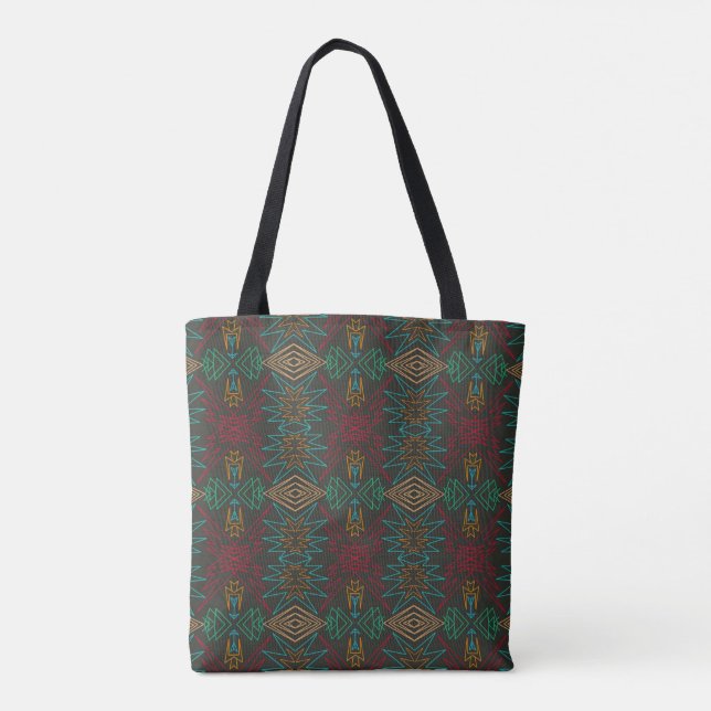 Aztec Native American Geometric Lined Pattern Art Tasche (Rückseite)