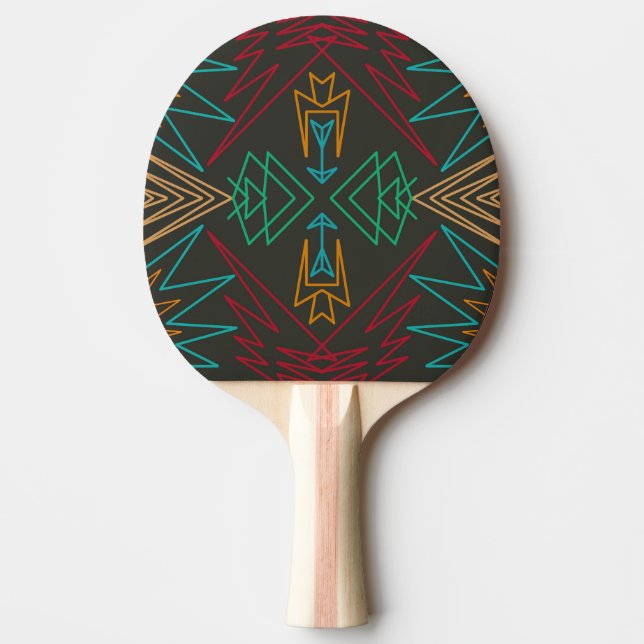 Aztec Native American Geometric Lined Pattern Art Tischtennis Schläger (Vorderseite)