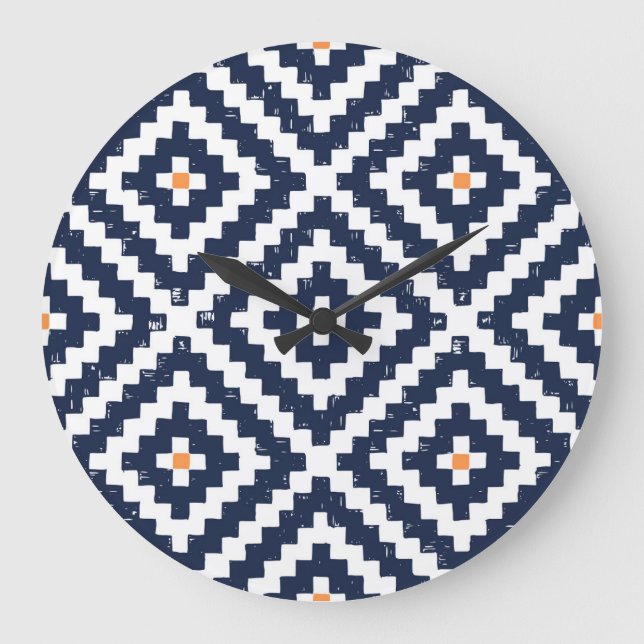 Aztec Navajo Ethnic Seamless Pattern Große Wanduhr (Vorderseite)
