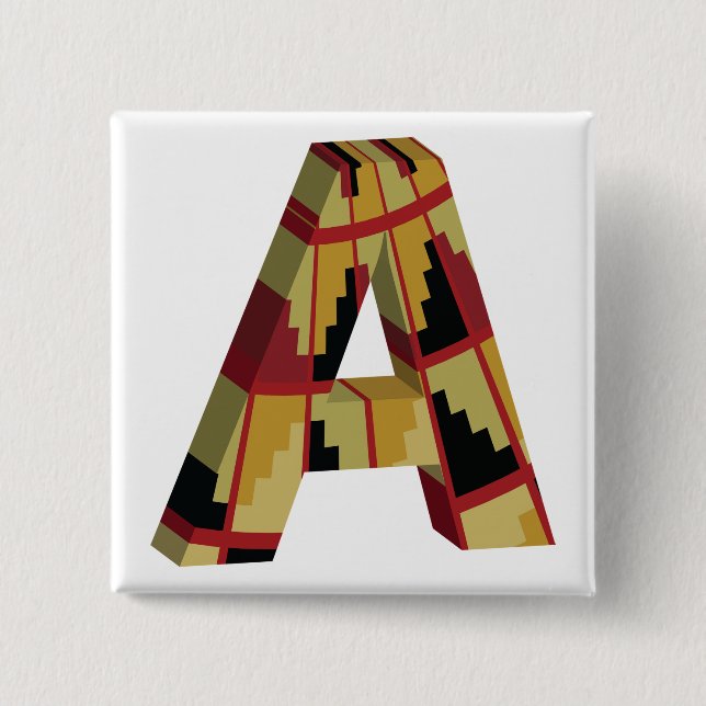 Aztec Navajo Pattern Letter A Button (Vorderseite)