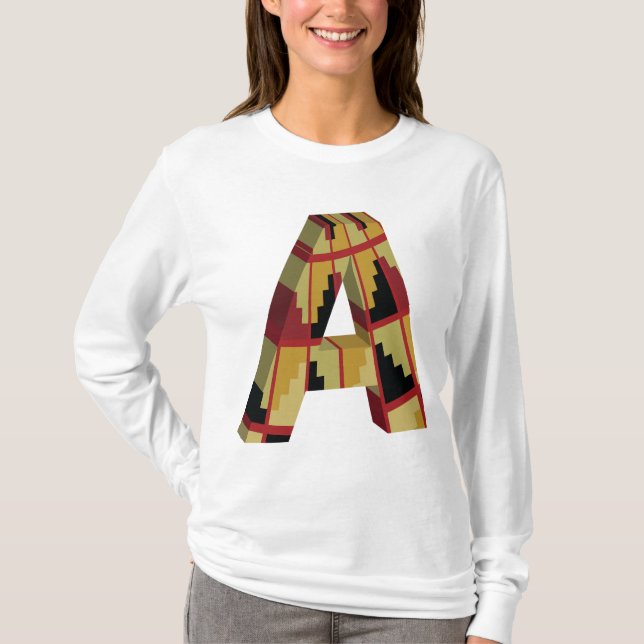 Aztec Navajo Pattern Letter A T-Shirt (Vorderseite)