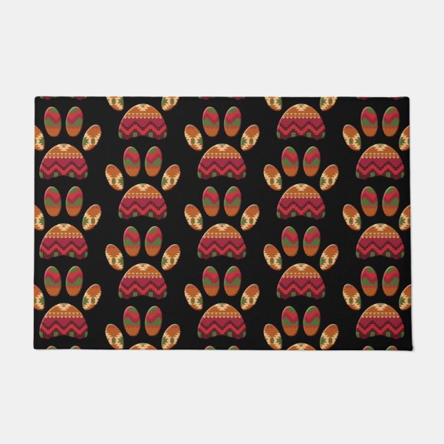 Aztec Pattern Dog Paw Fußmatte (Vorderseite)