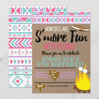 Aztec Pink Aquamarin S'more fun mit Freunden Gebur Einladung