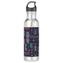 Aztec Pink und Aqua Indian Man Edelstahlflasche