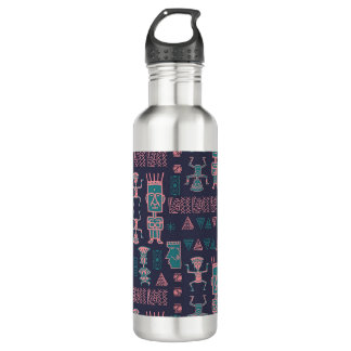 Aztec Pink und Aqua Indian Man Edelstahlflasche