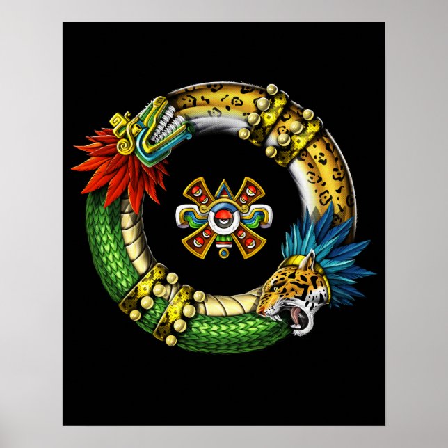 Aztec Quetzalcoatl Jaguar Poster (Vorne)