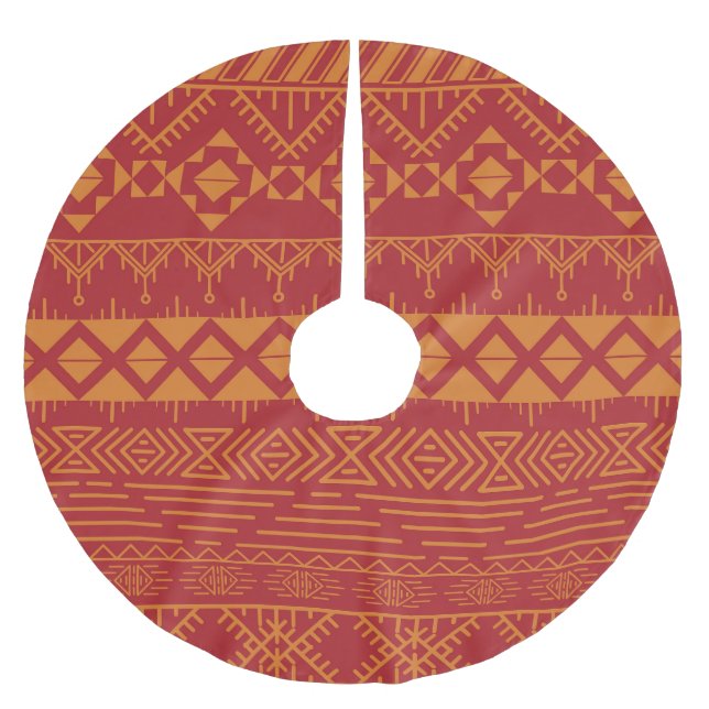 Aztec Retro: Vintages Musterdesign. Polyester Weihnachtsbaumdecke (Vorderseite)
