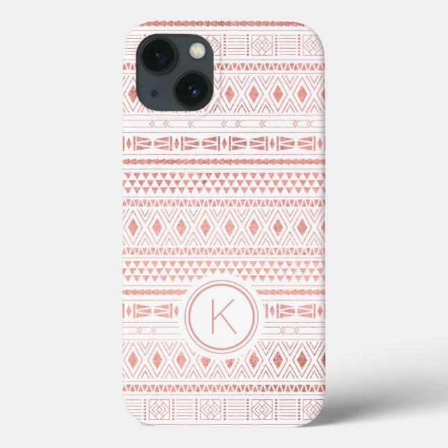 Aztec Rose Gold Geometric Monogram Case-Mate iPhone Hülle (Rückseite)