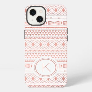 Aztec-Roségold geometrisches Monogramm iPhone Hülle