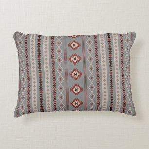 Aztec Rust Cream Brown Gray Mixed Motifs V Muster Dekokissen