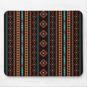 Aztec Rusts Aquamarine Schwarz-Gemischte Motive V  Mousepad