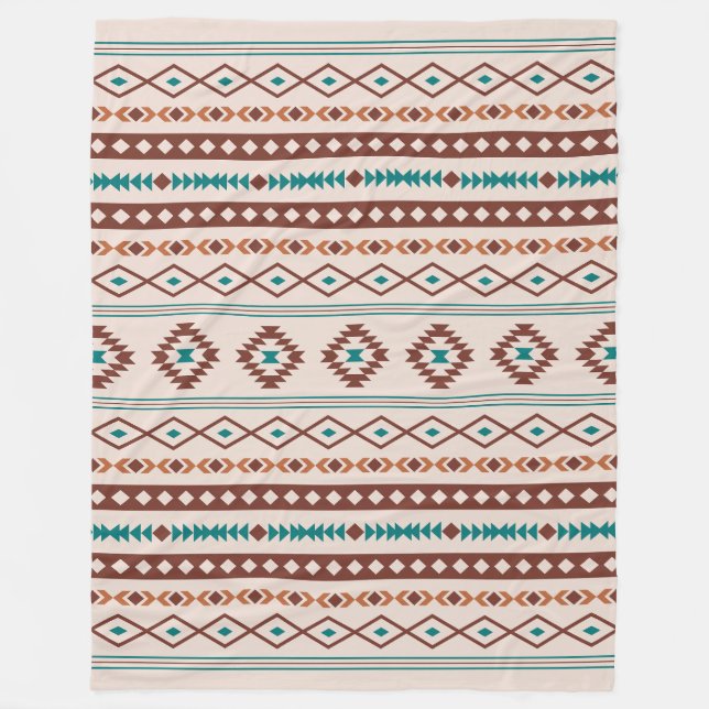 Aztec Rusts Aquamarines Cream Mixed Motifs-Muster Fleecedecke (Vorderseite)