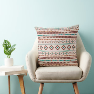 Aztec Rusts Aquamarines Cream Mixed Motifs-Muster Kissen