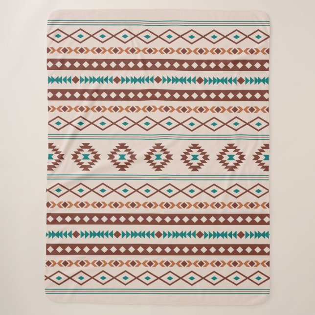 Aztec Rusts Aquamarines Cream Mixed Motifs-Muster Sherpadecke (Vorderseite)