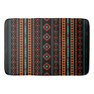 Aztec Rusts Aquamarines Schwarz Mixed Motifs-Muste Badematte