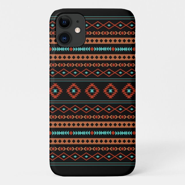 Aztec Rusts Aquamarines Schwarz Mixed Motifs-Muste Case-Mate iPhone Hülle (Rückseite)