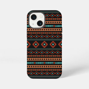 Aztec Rusts Aquamarines Schwarz Mixed Motifs-Muste iPhone 13 Mini Hülle